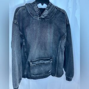 Men's Charcoal Denim Hoodie Jacket